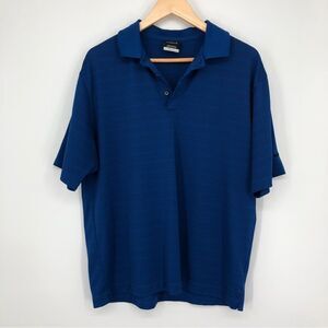 Nike Polo Shirt Mens Large Blue Short‎ Sleeve Striped